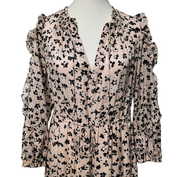 Ulla Johnson Fantine Dress Blush Pink Long Sleeve Floral Peasant Midi Size 4 - Picture 4 of 10